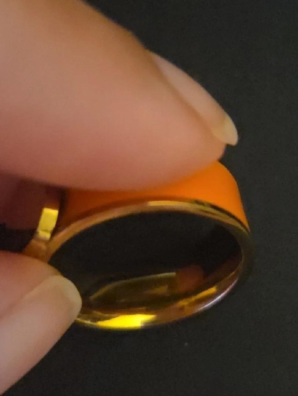Gold-Tone Orange Enamel Ring with Roman Numeral Medallion Size 6 NIP